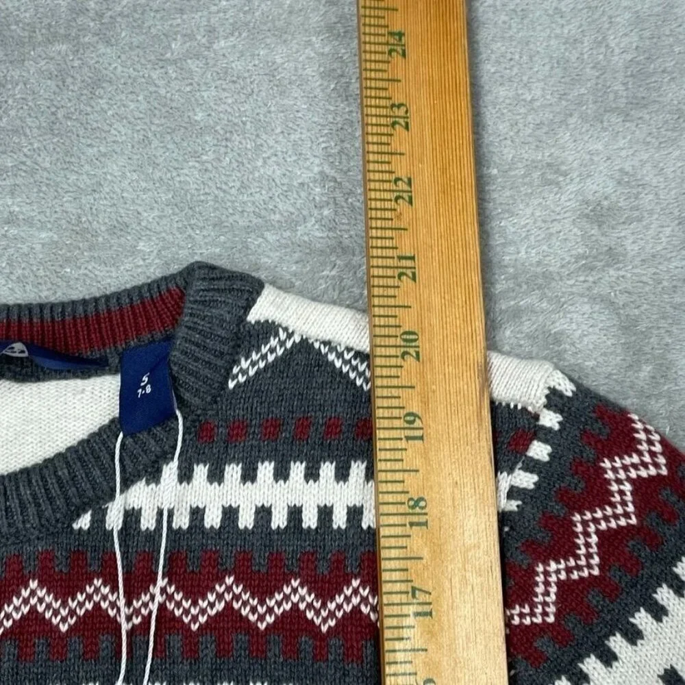 Lands End Family Holiday Sweater Kids Size S 7/8 Winter Fair Isle a0784